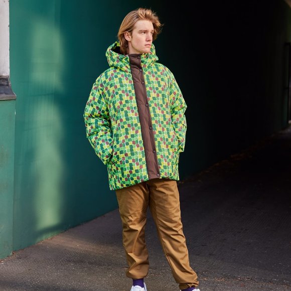 UNIQLO Down Oversized Hooded Coat (Printed, MARNI) XL new with tag nwt green - Picture 5 of 13